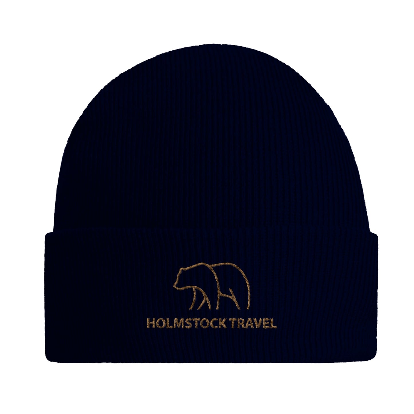 Zwart - Hoogwaardige, warme beanie van Holmstock Travel met het Bear Logo. Een prima must voor in de herfst en de winter. Outdoor kleding merchandise van Holmstock Travel reisbureau.