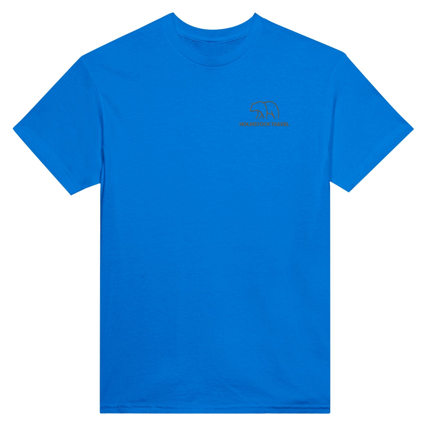 Blauw - Outdoor t-shirt van Holmstock Collectie - met geborduurd BEAR logo op de borst. Kwaliteitskleding merchandise van Holmstock Travel.