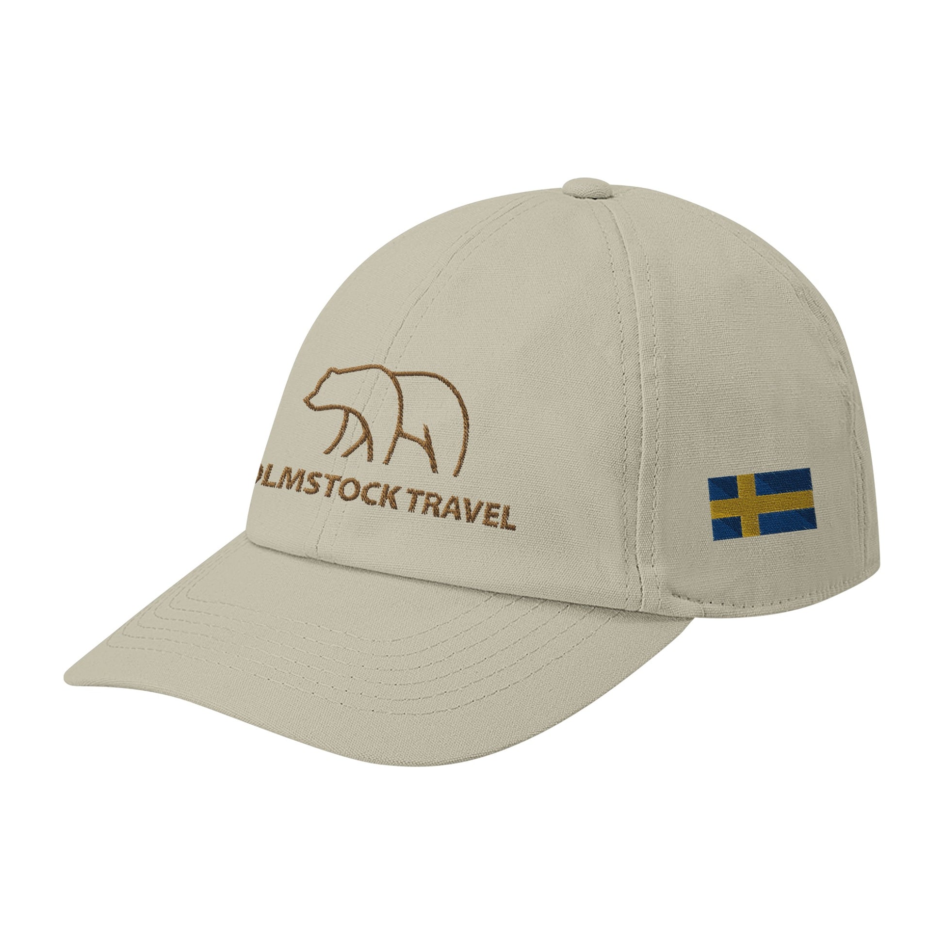 Beige - Holmstock Bear Cap - with Swedish and Finnish flag - Merchandise Holmstock Travel Outdoor gear store