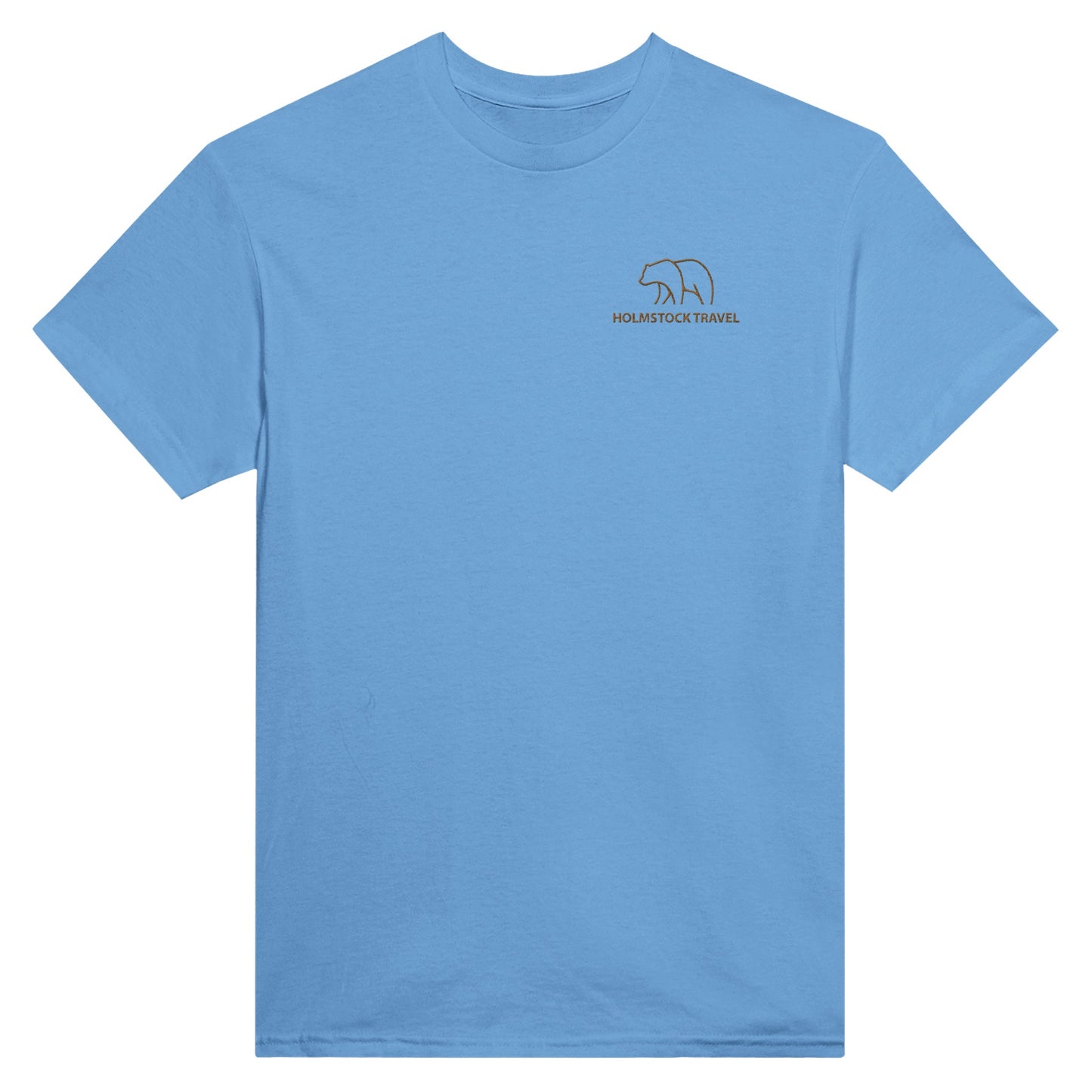 Blauw - Outdoor t-shirt van Holmstock Collectie - met geborduurd BEAR logo op de borst. Kwaliteitskleding merchandise van Holmstock Travel.