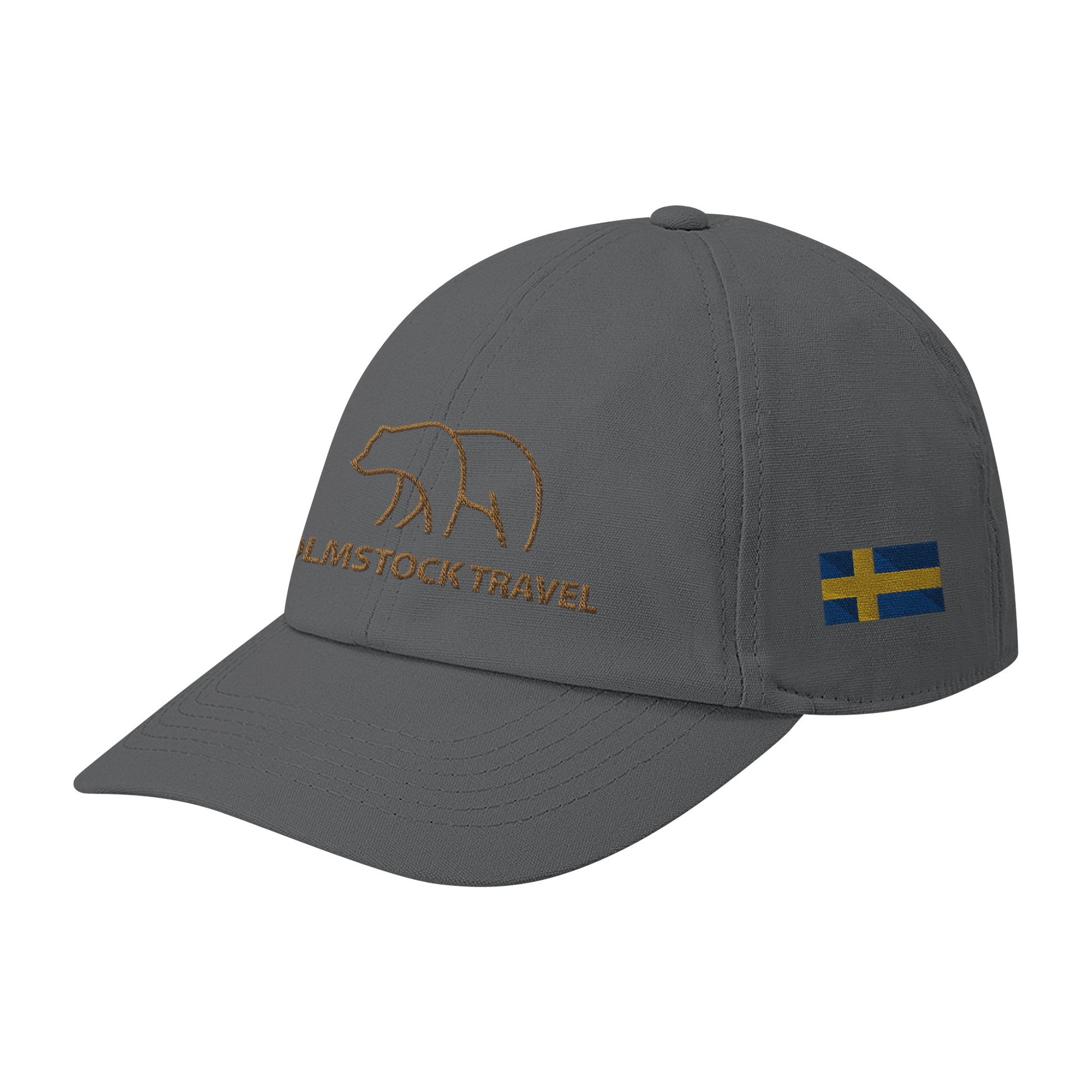 Grey - Holmstock Bear Cap - with Swedish and Finnish flag - Merchandise Holmstock Travel Outdoor gear store