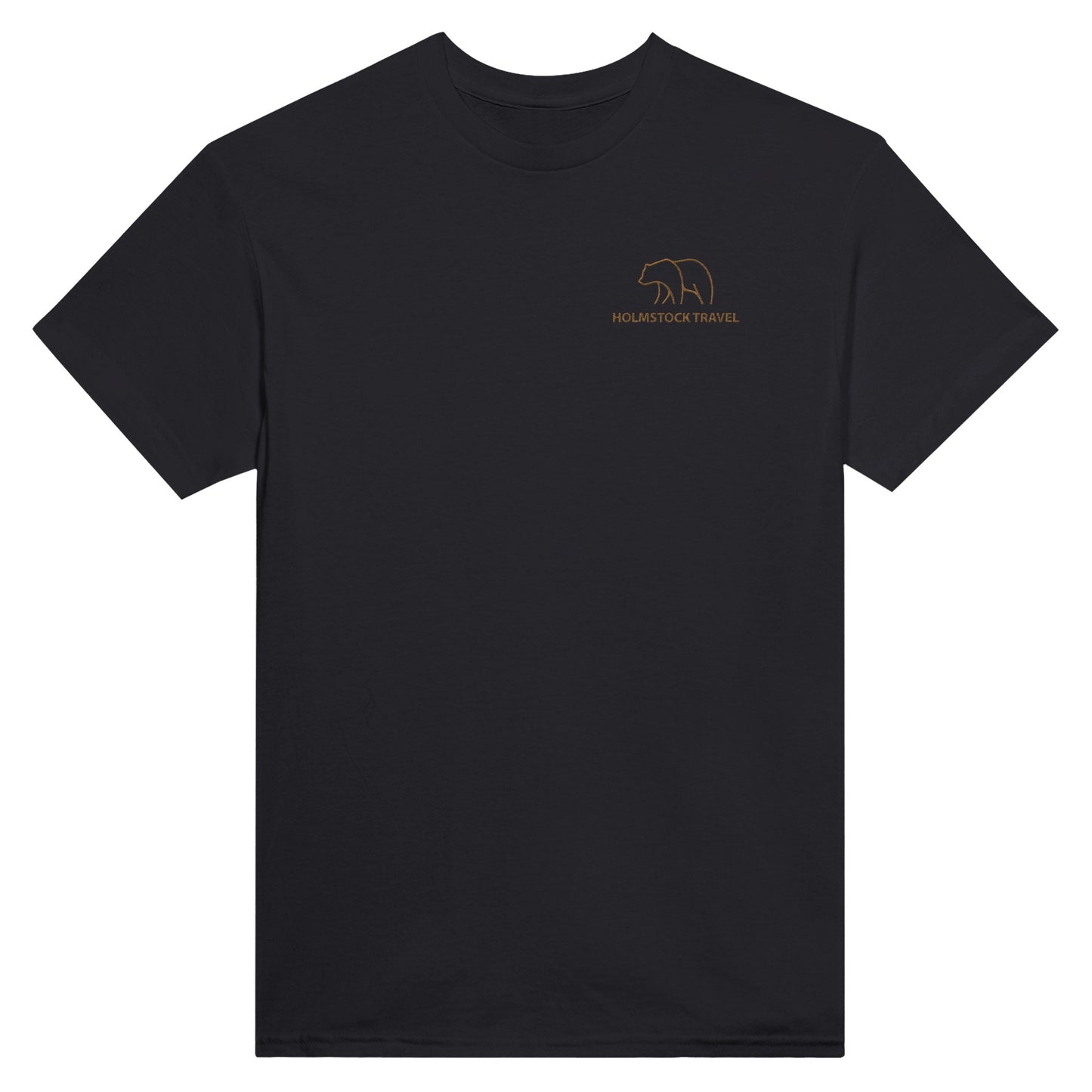 Zwart - Outdoor t-shirt van Holmstock Collectie - met geborduurd BEAR logo op de borst. Kwaliteitskleding merchandise van Holmstock Travel.
