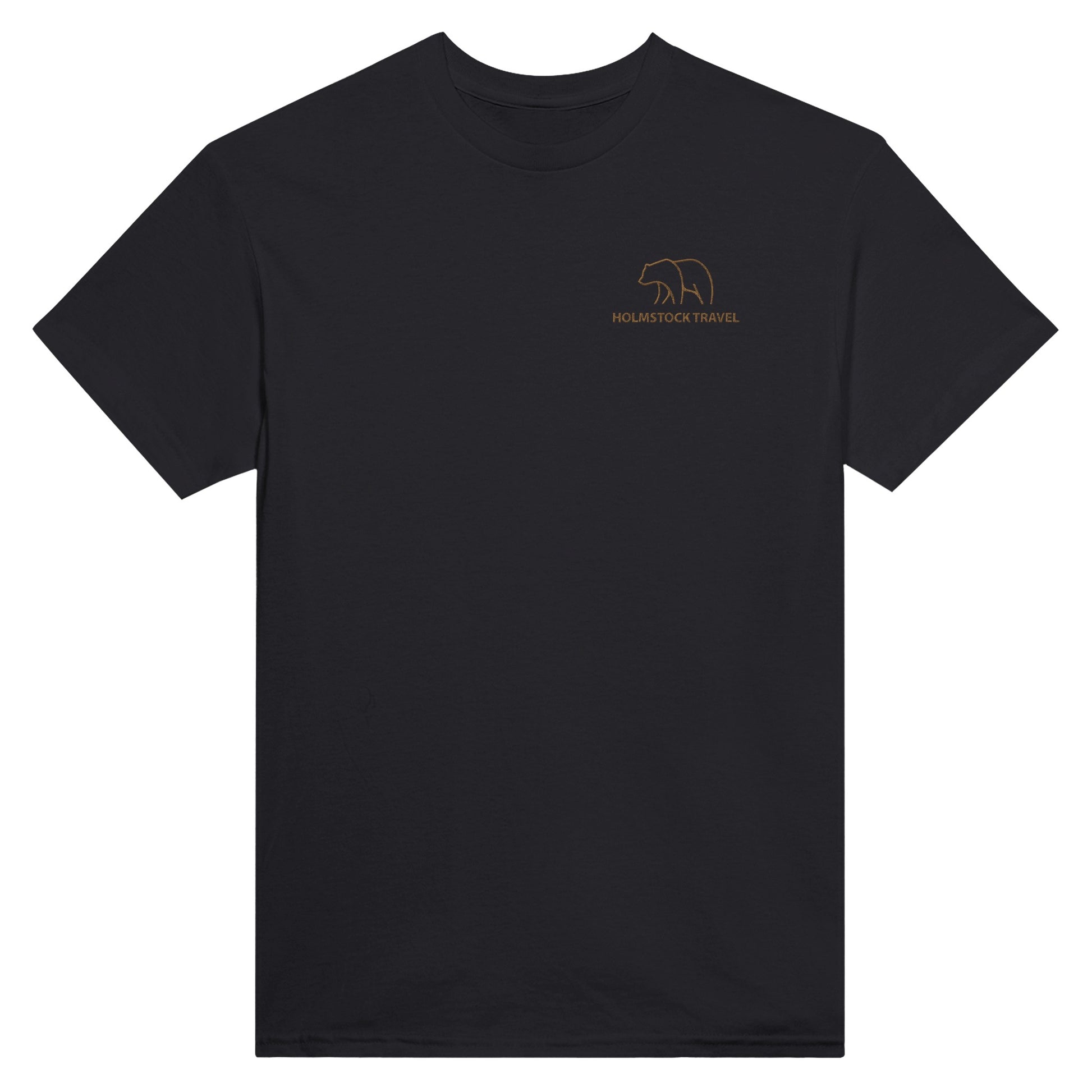 Zwart - Outdoor t-shirt van Holmstock Collectie - met geborduurd BEAR logo op de borst. Kwaliteitskleding merchandise van Holmstock Travel.