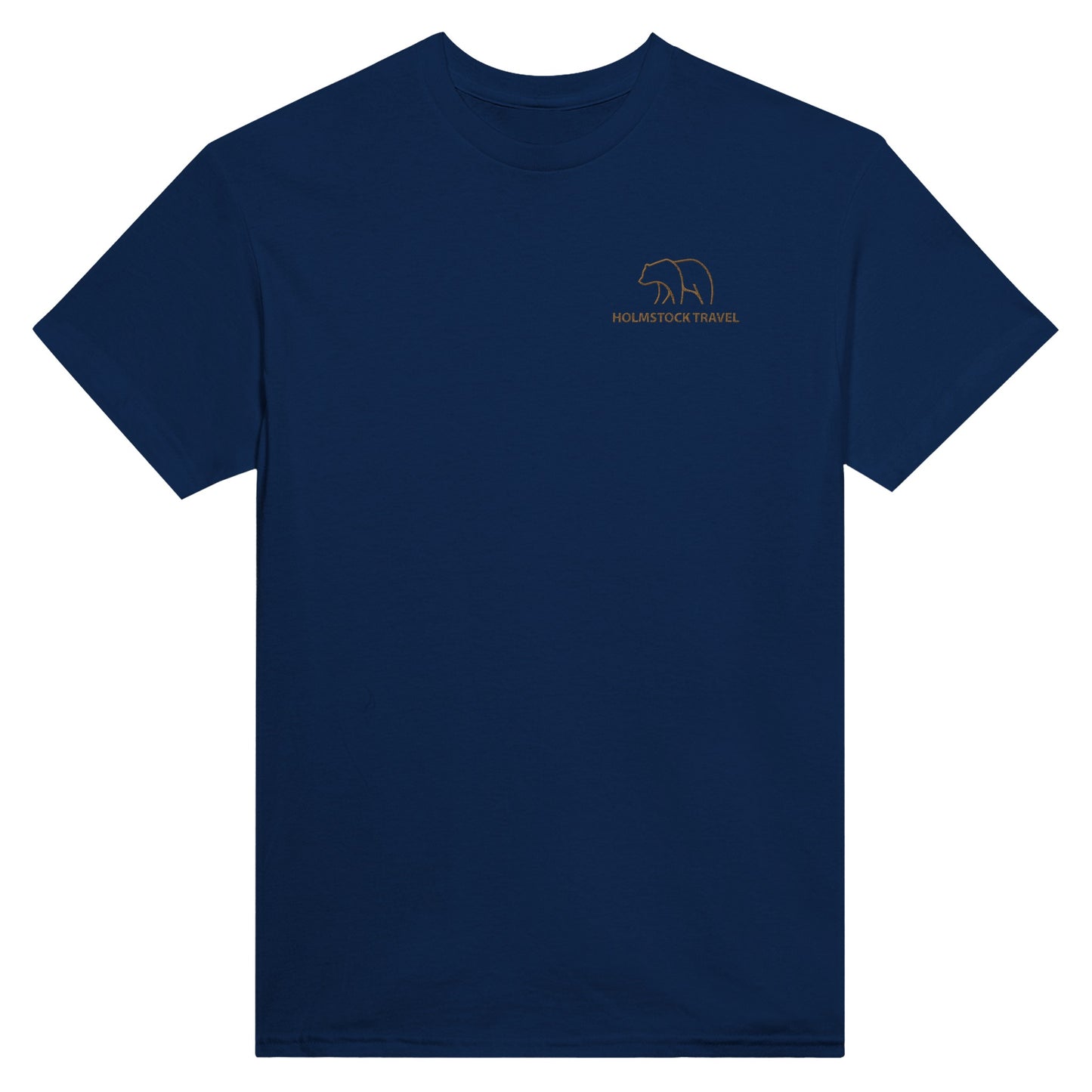 Navy - Outdoor t-shirt van Holmstock Collectie - met geborduurd BEAR logo op de borst. Kwaliteitskleding merchandise van Holmstock Travel.