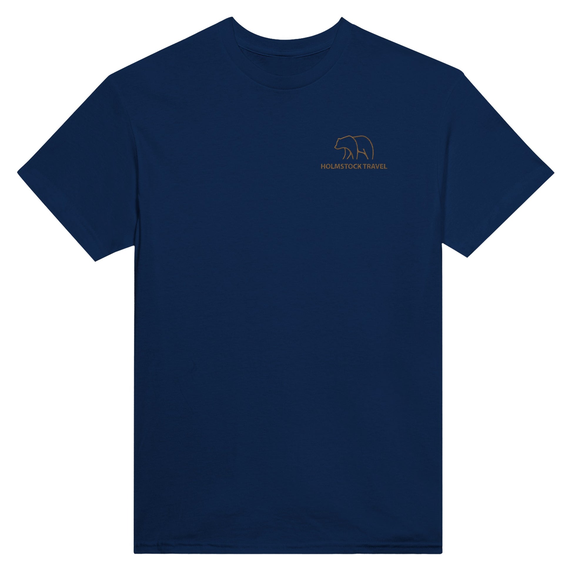 Navy - Outdoor t-shirt van Holmstock Collectie - met geborduurd BEAR logo op de borst. Kwaliteitskleding merchandise van Holmstock Travel.