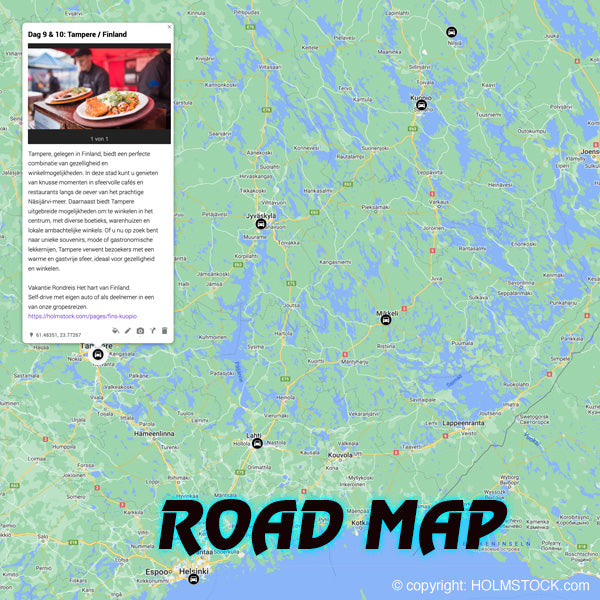 Autovakantie - autorondreis Finland naar het hartje van Finland. Kuopio, Mikkeli, Tampere. Ook als deelnemer van een groepsreis te boeken bij Holmstock Travel.
