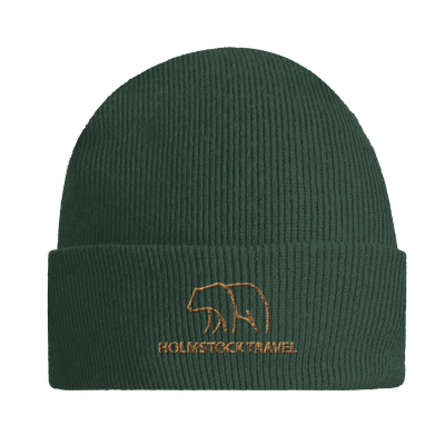 Groen Outdoor Travel Beanie van Holmstock Collection by Holmstock Travel. Beanie met geborduurd BEAR logo. Bestel nu.
