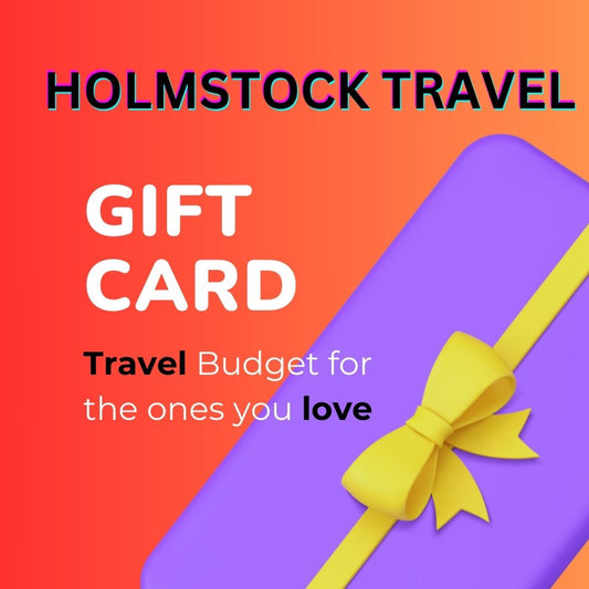 Geschenkbon Giftcard voor een reistegoed. Koop uw reisbon als tegoedbon bei reisbureau Holmstock Travel. Travel Budget for your loved ones. Een leuk cadeau als verjaardagscadeau. Cadeautip, tip, geschenkidee.