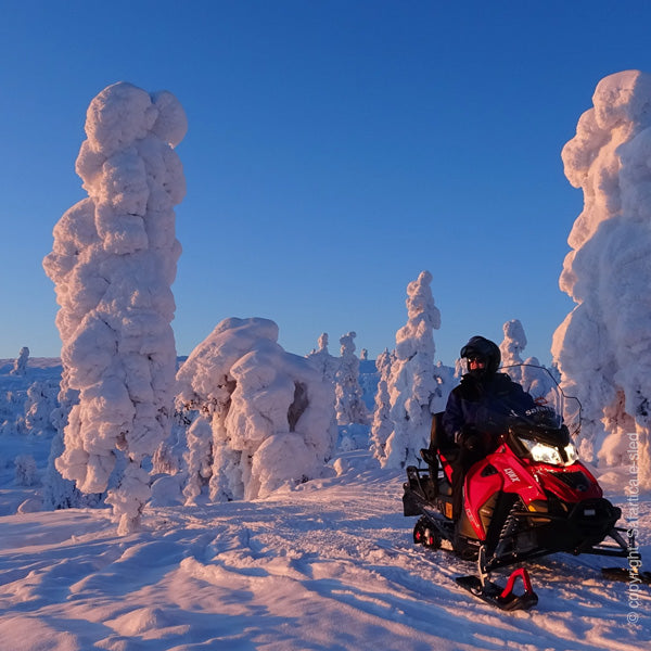 Sneewscooter / Snowmobile safari Finland tijdens de Noorderlicht reis in Fins Lapland boek je bij Holmstock Travel reisbureau.