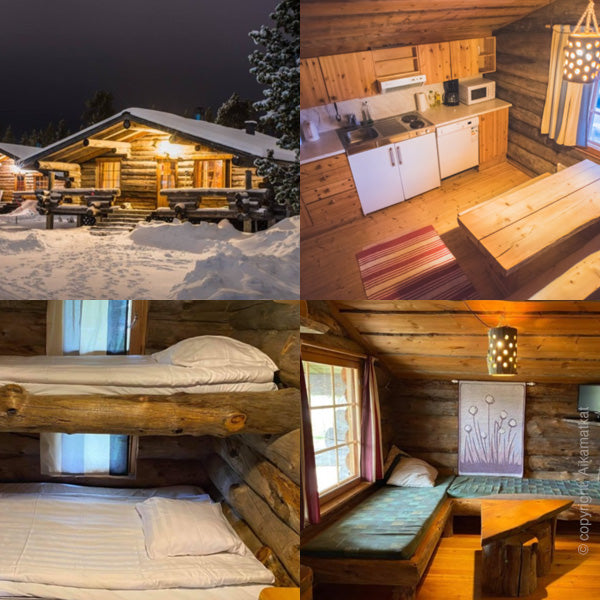 Authentiek log-house cabin huren in Fins lapland in de winter met zicht op het noorderlicht, de Aurora Borealis. Boek je winter vakantie bij reisbureau Holmtock Travel