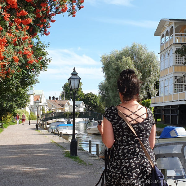Trosa Zweden, Skärgården nabij Stockholm. Wandelen in het pittoresque havenstadje Trosa, världens ände