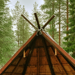 houten tipi shelter in Santa Village Rovaniemi in Fins Lapland Finland