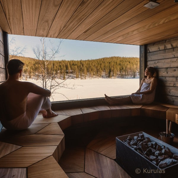 Sauna Finland - Geniet van een heerlijke sauna. Private sauna huren aan het meer in Fins Lapland. Kurula Resort, Pyhä.