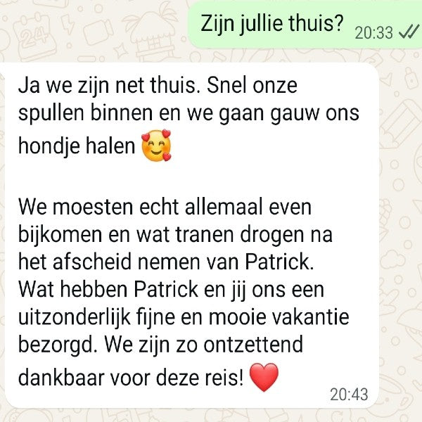 Fam. Feldman stuurde ons een zeer lief Whatsapp berichtje, direct na thuiskkomt. Van Stockholm terug in Zaltbommel: We zijn zo dankbaar voor deze reis.